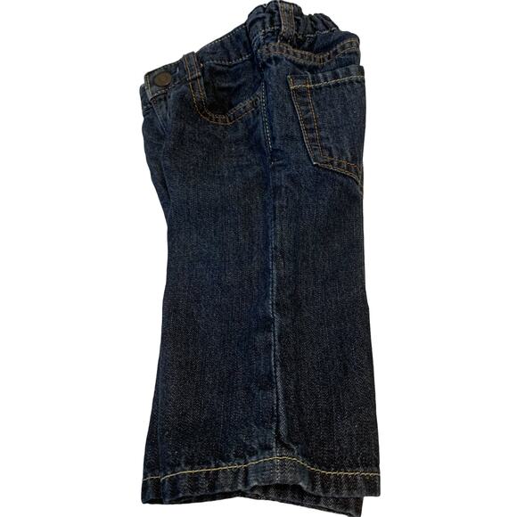 BABY GAP1969 DENIM JEANS, INFANTS 3-6 MO, DENIM BLUE WITH GOLD TRIM, ZIP & SNAPS - Picture 4 of 9